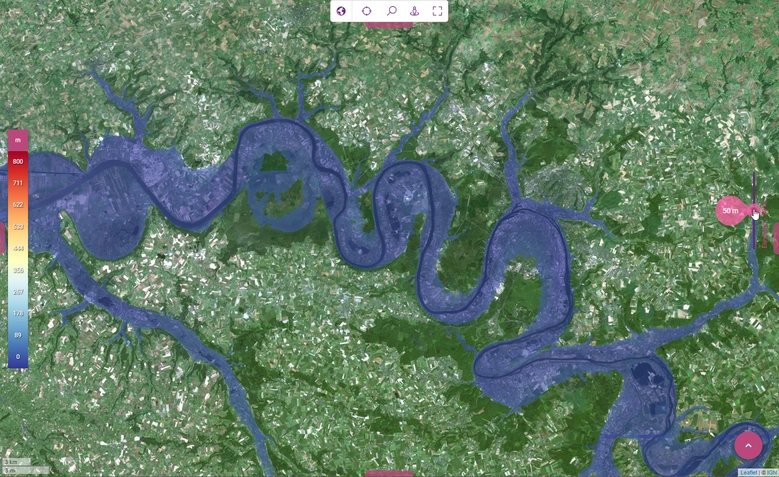 Screenshot d'une action d'une application sur les risque d'inondation