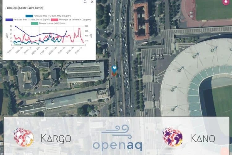 Screenshot de Kargo et ces données OpenAQ