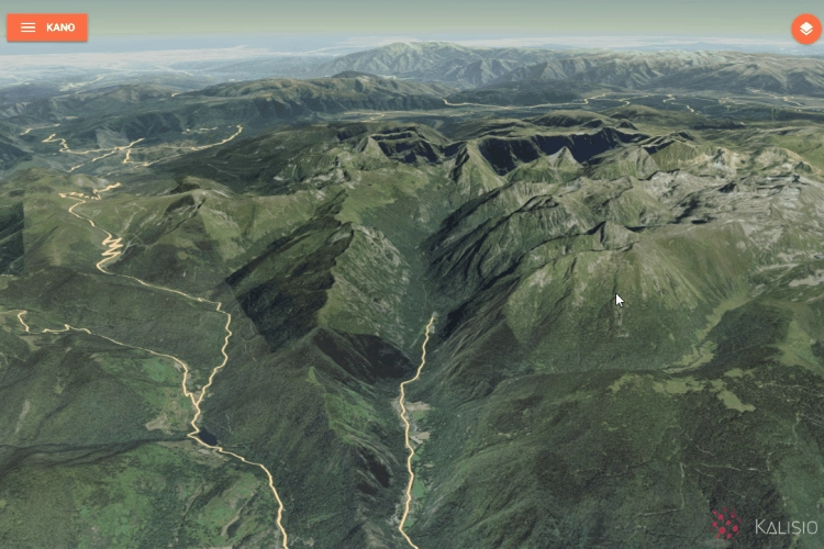 Screenshot des services de tuile de terrain en 3D pour Kargo
